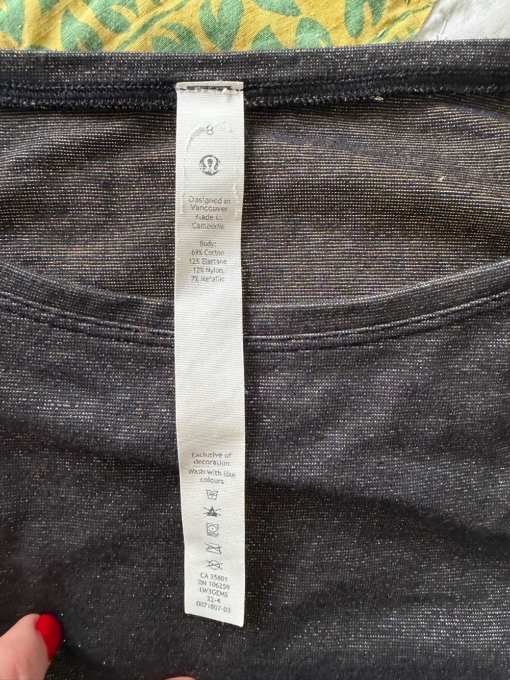 Lululemon Athletica Back in Action Long Sleeve Black Sparkle Shimmer, size 8 - Picture 6 of 11
